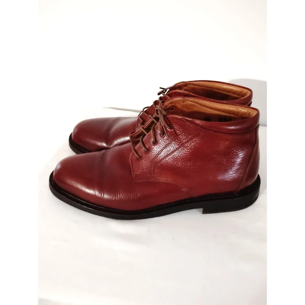 Johnston & Murphy Leather Lace‑Up Chuka Boots Brown Casual Dress Western Men 10